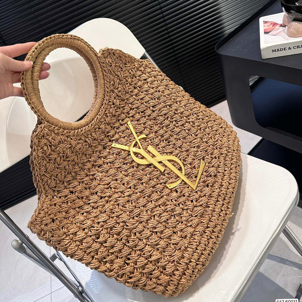 Fashion Solid Color Woven Print Shoulder Bag