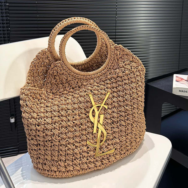 Fashion Solid Color Woven Print Shoulder Bag