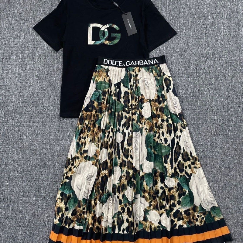 Flower Printed 2 Piece Suit Top + Skirt