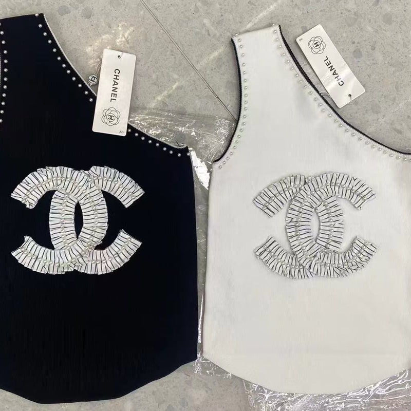 Heavy Pearl Lace Trim Embroidered Striped Bow Vest