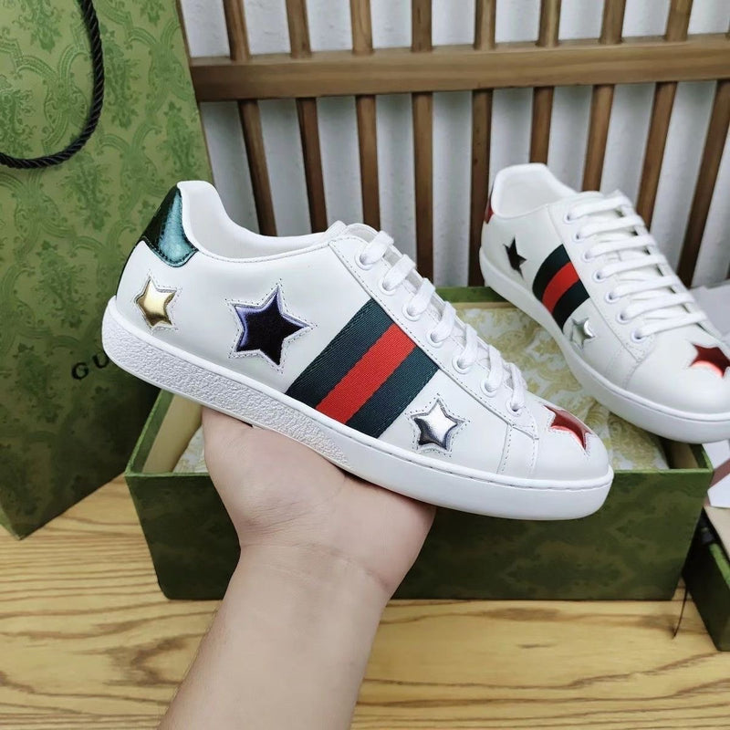 New Casual Sports Embroidered White Shoes