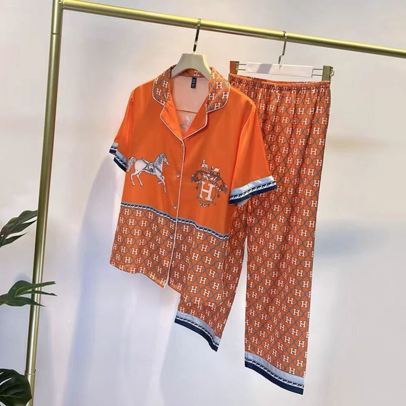 Women's Spring Ice Silk Pajamas Home Wear Suit