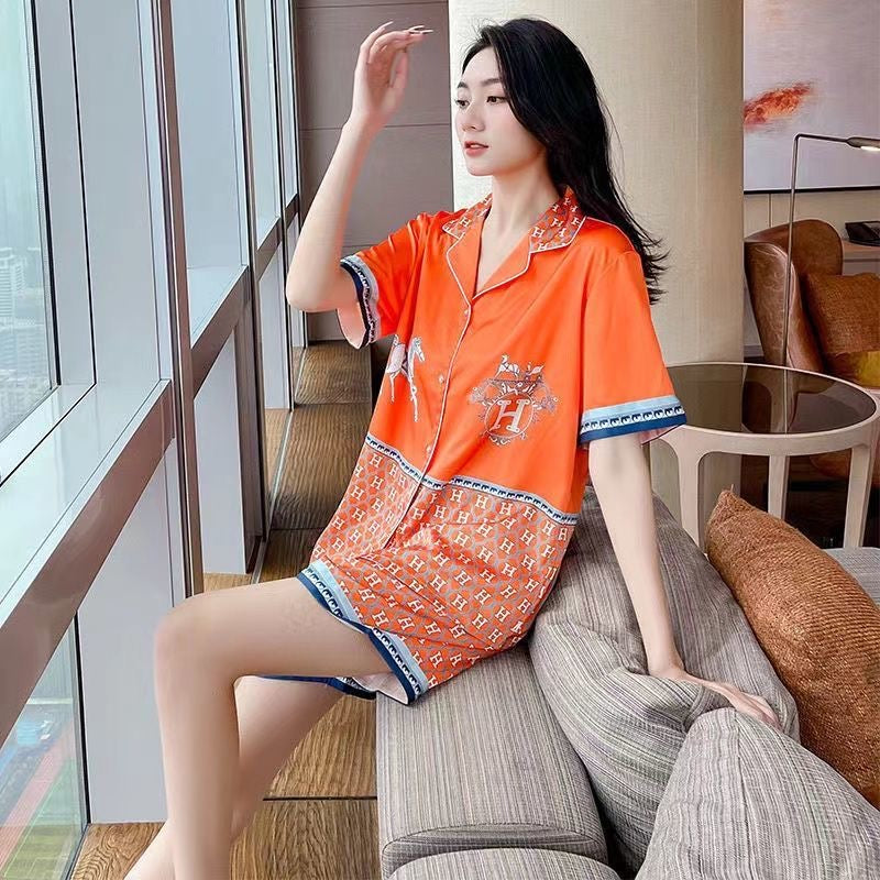 Women's Spring Ice Silk Pajamas Home Wear Suit