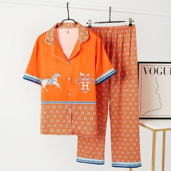Women's Spring Ice Silk Pajamas Home Wear Suit