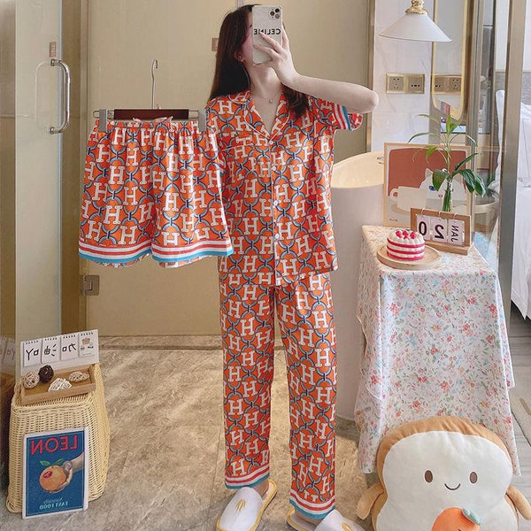 Women's Spring Ice Silk Pajamas Home Wear Suit