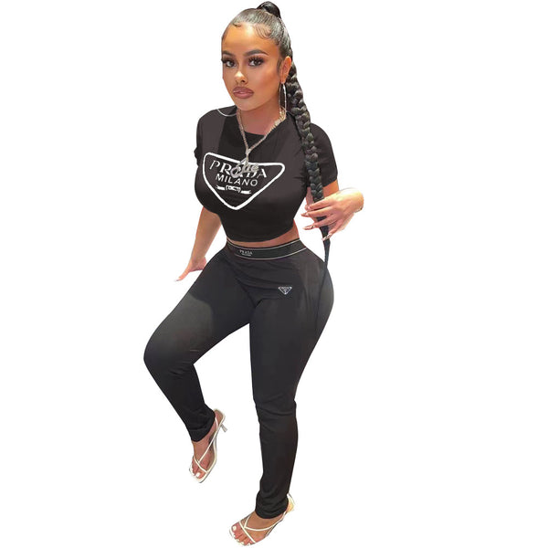 Women's Trendy Letter Printed 2 Piece Suit