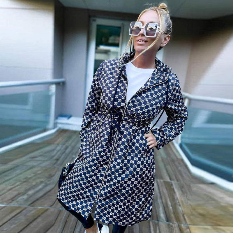 H-Shaped Women's Commuter Windbreaker Double-Layer Coat