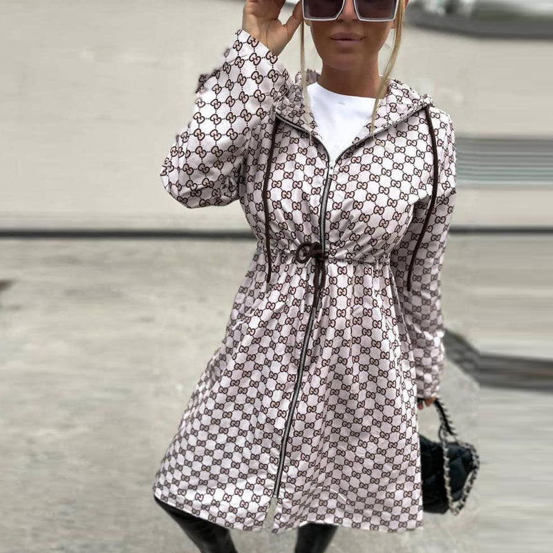 H-Shaped Women's Commuter Windbreaker Double-Layer Coat