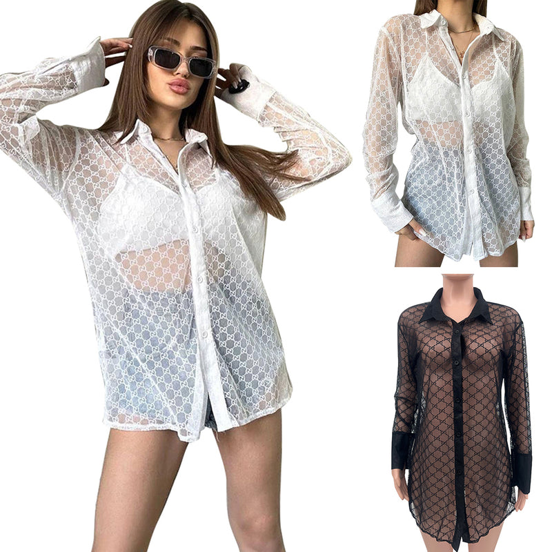 Fashion Letter Printed Long Sleeve Blouse