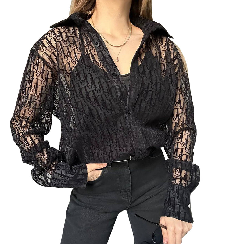 Fashion Letter Printed Long Sleeve Blouse