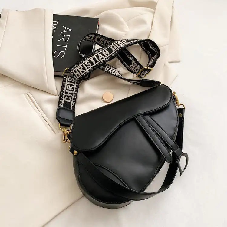 Fashion Letter Print Saddle Bag