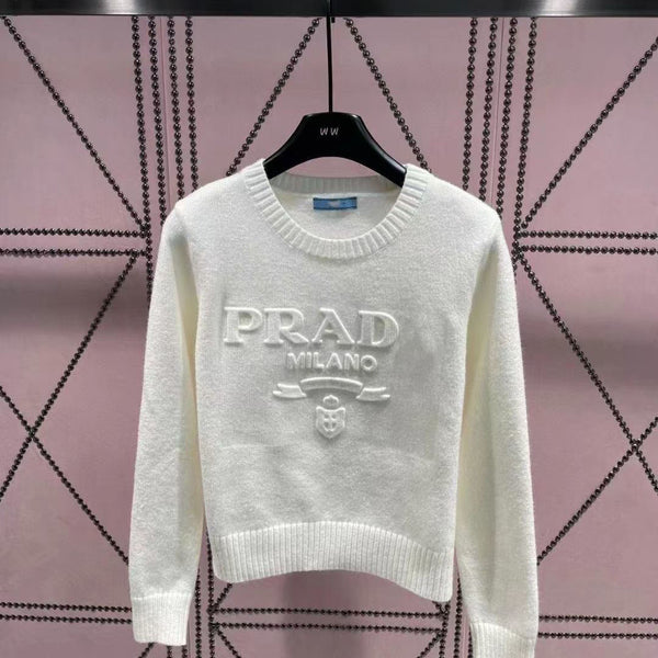 Classic Letter Embossed Long Sleeve Sweater