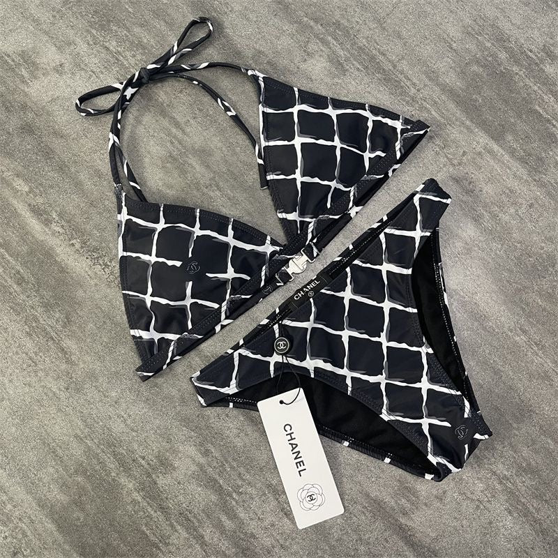 Trendy Letter Printed Bikini Swimsuit