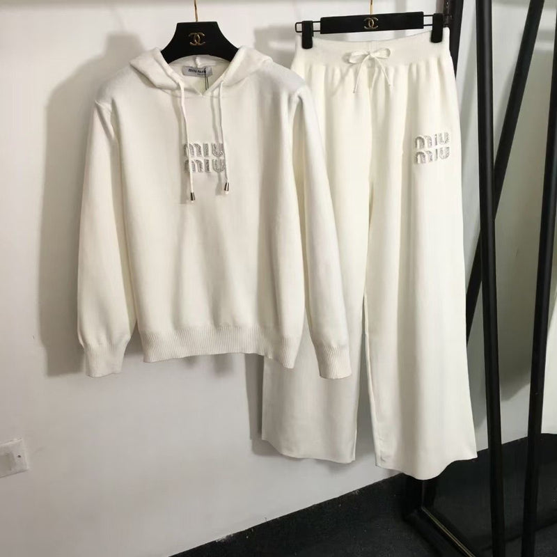 Fashion Casual Sports Hooded Knit Suit