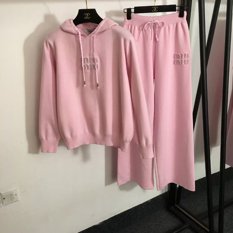 Fashion Casual Sports Hooded Knit Suit
