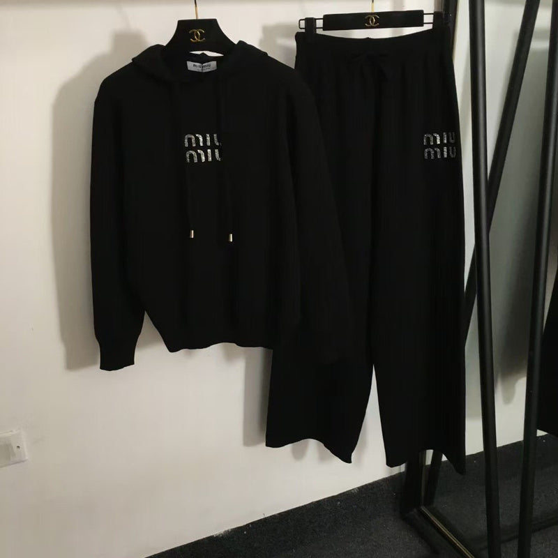 Fashion Casual Sports Hooded Knit Suit