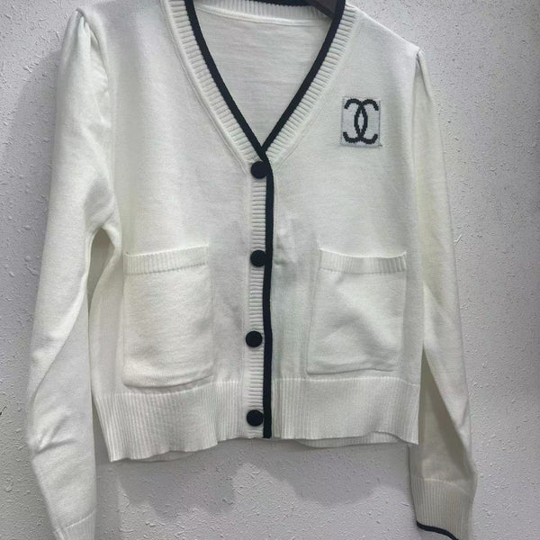 V-neck Puff Sleeve Cardigan Sweater