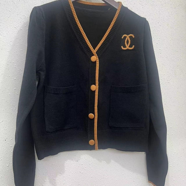 V-neck Puff Sleeve Cardigan Sweater