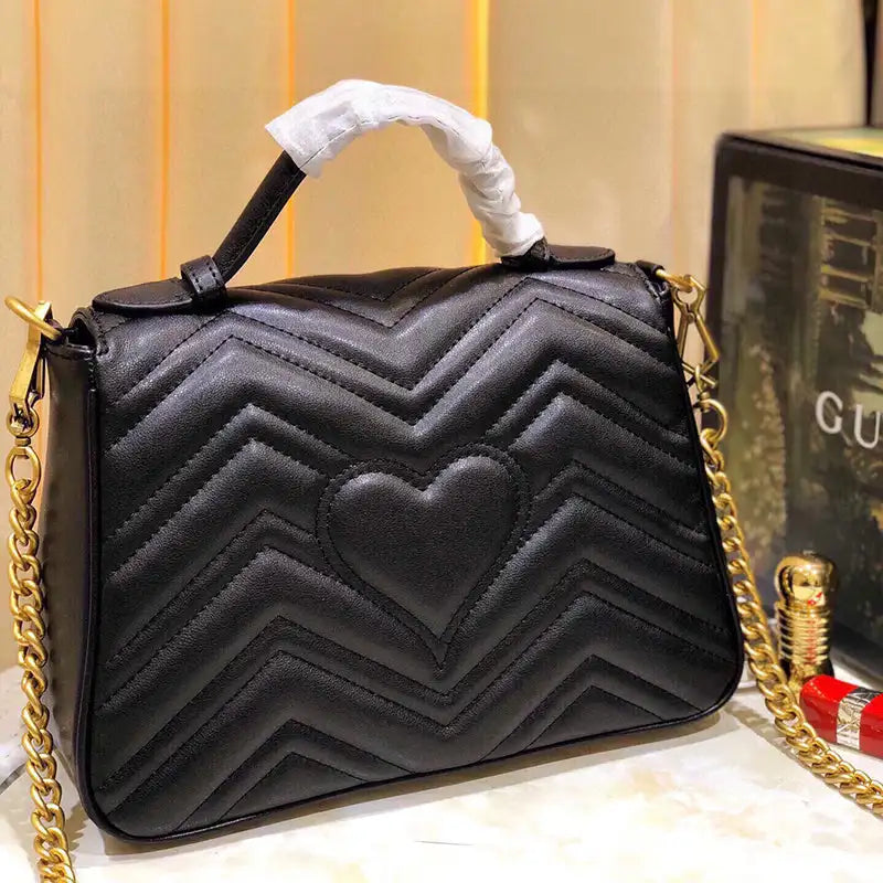 Top Genuine Leather Metal Chain Messenger Shoulder Bag