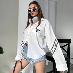 New Embroidery Solid Color Simple Casual Shirt