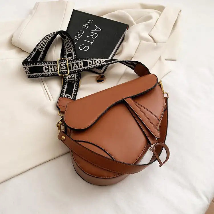 Fashion Letter Print Saddle Bag