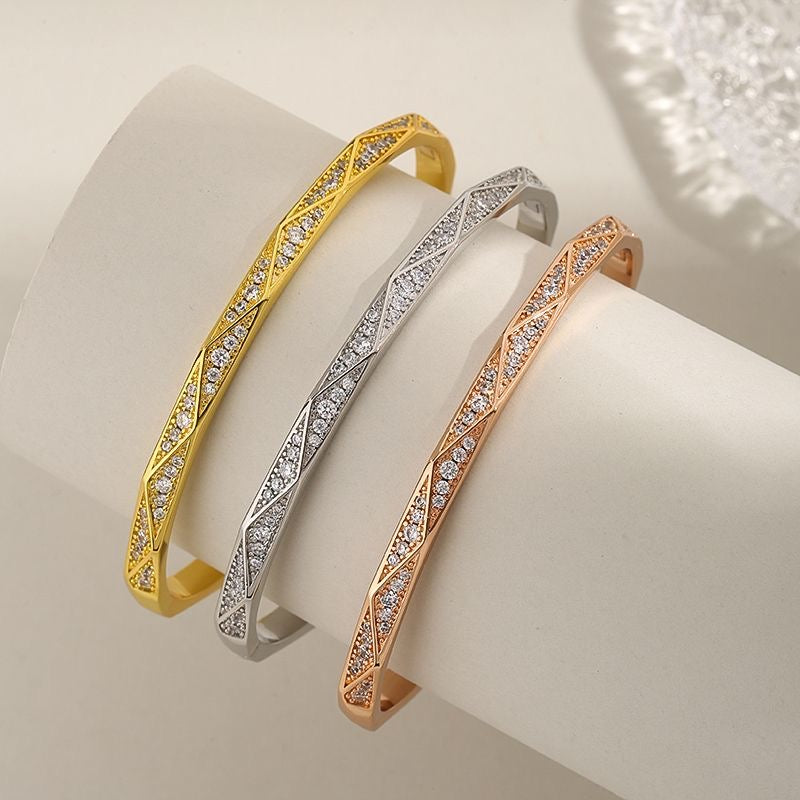 Wide-rimmed Three-row Full-diamond Star Bracelet