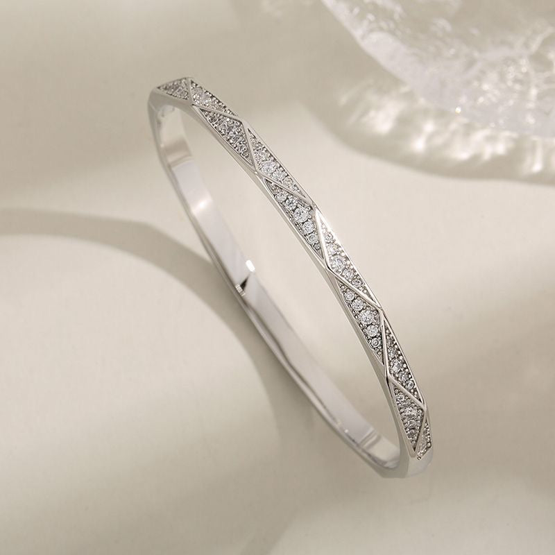 Wide-rimmed Three-row Full-diamond Star Bracelet