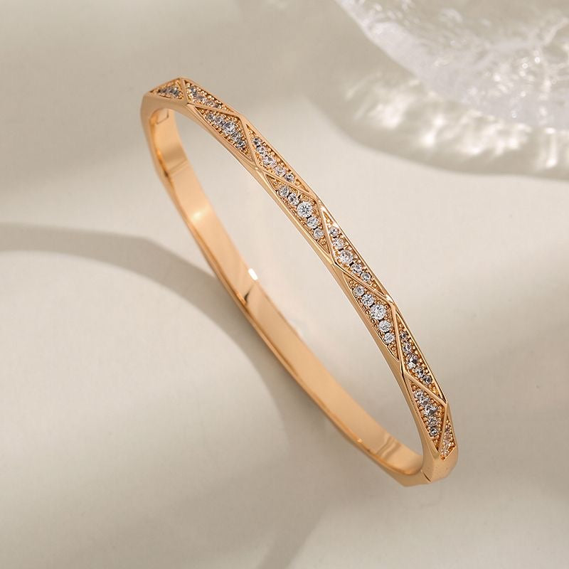 Wide-rimmed Three-row Full-diamond Star Bracelet