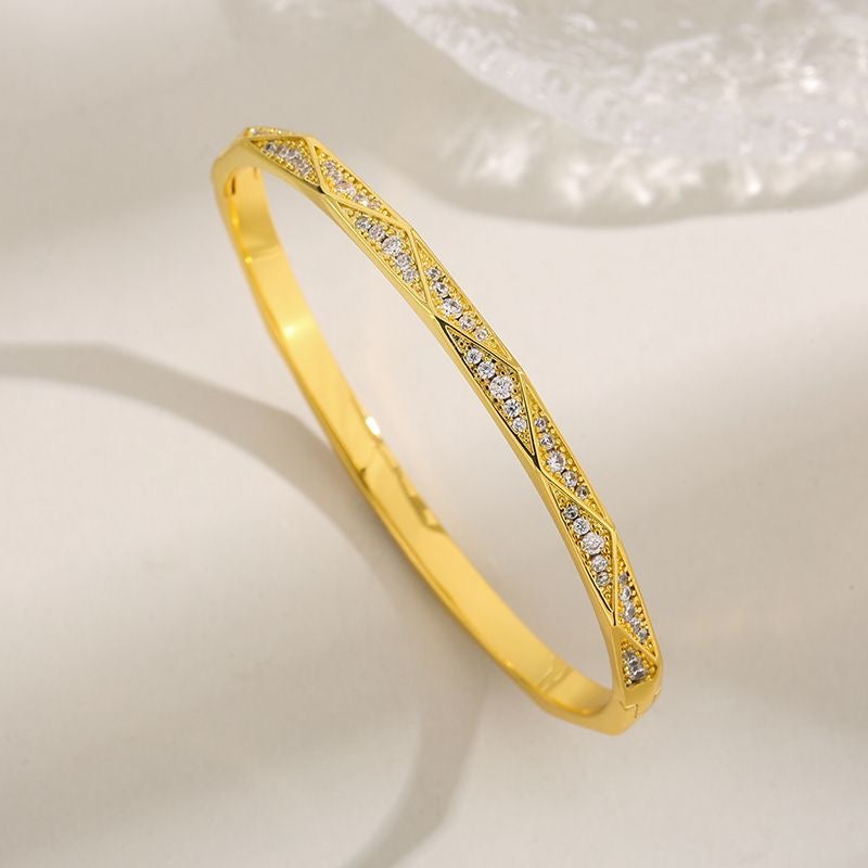 Wide-rimmed Three-row Full-diamond Star Bracelet
