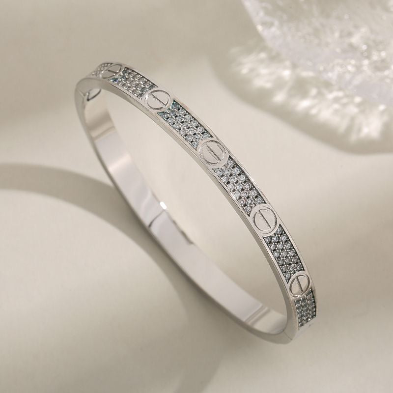 Wide-rimmed Three-row Full-diamond Star Bracelet