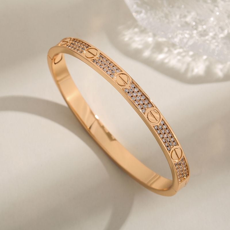 Wide-rimmed Three-row Full-diamond Star Bracelet