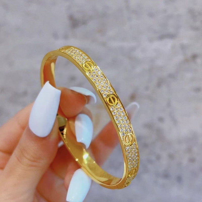 Wide-rimmed Three-row Full-diamond Star Bracelet
