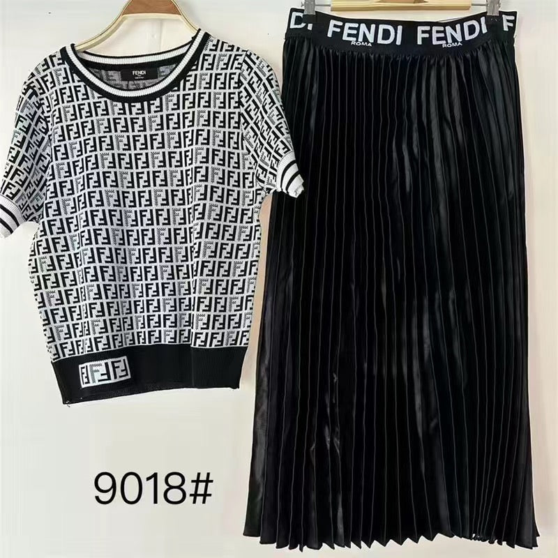 Fashion Letter Printed 2 Piece Suit Top + Skirt