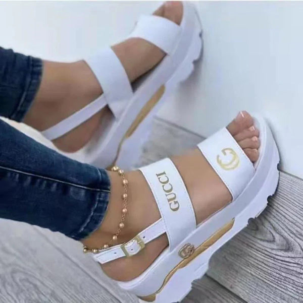 Round Toe Toe Platform Wedge Sandals
