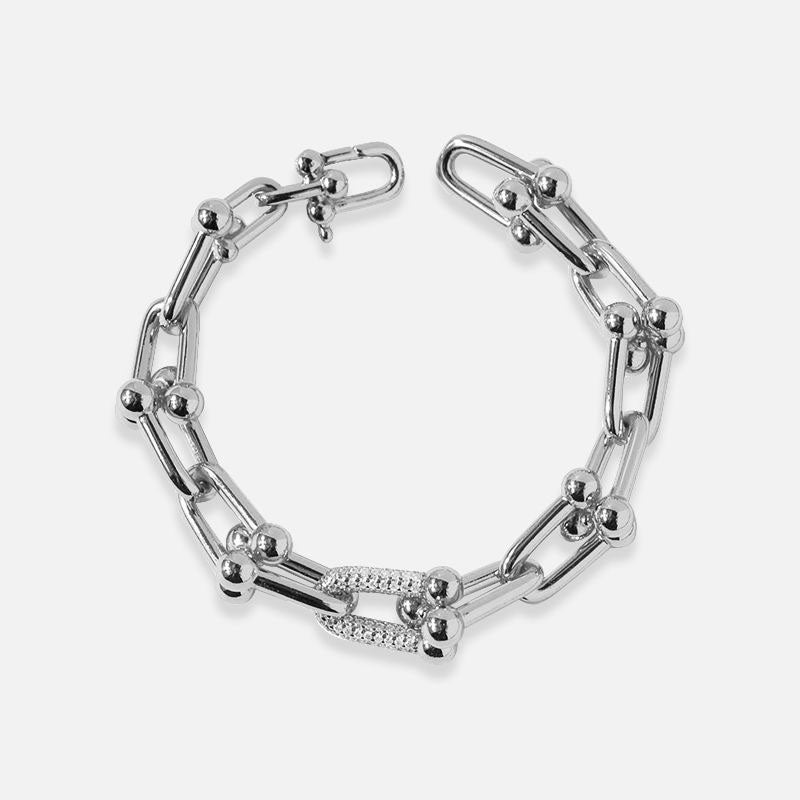 Diamond U-shaped Horseshoe Buckle Punk Bracelet