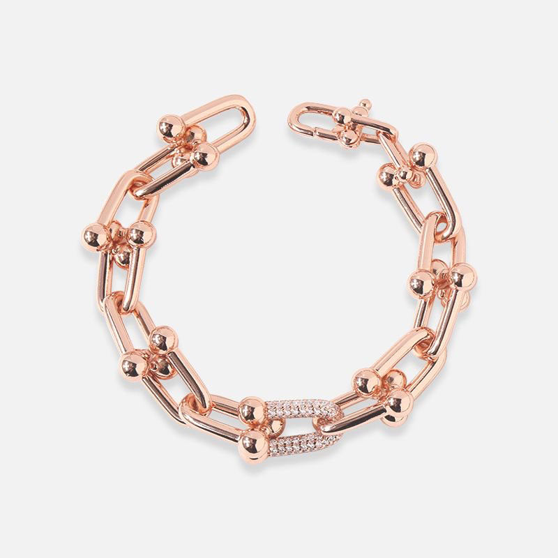 Diamond U-shaped Horseshoe Buckle Punk Bracelet