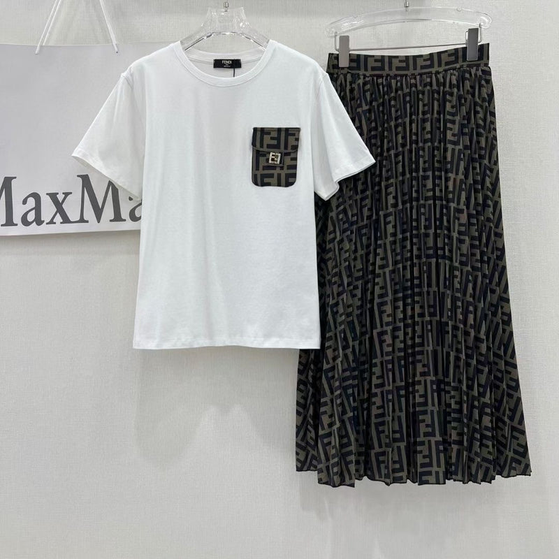 Fashion Letter Printed 2 Piece Suit Top + Skirt