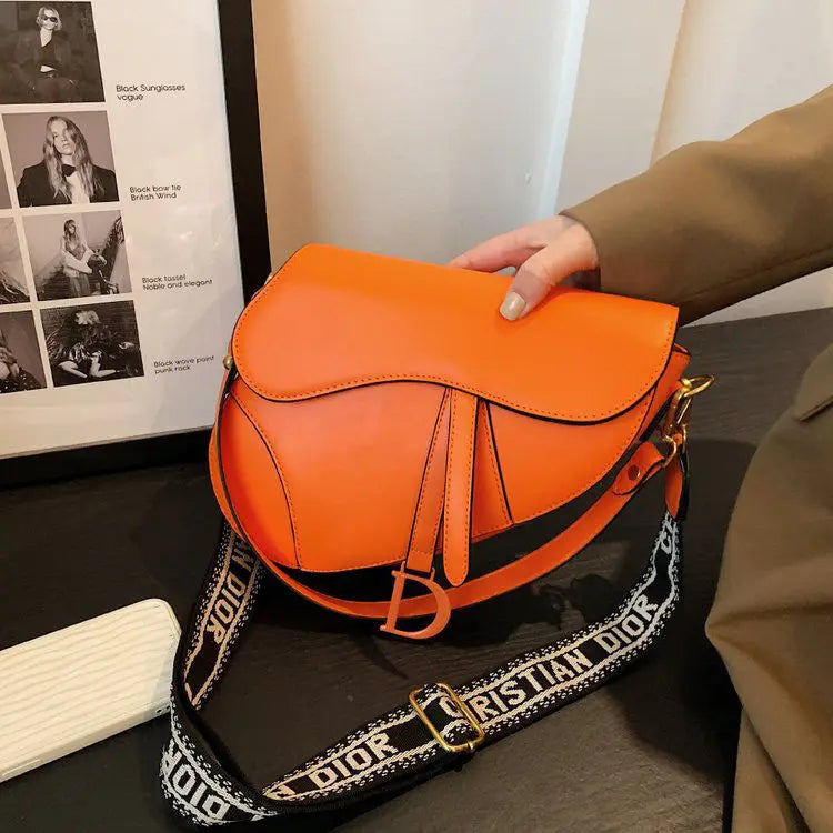 Fashion Letter Print Saddle Bag