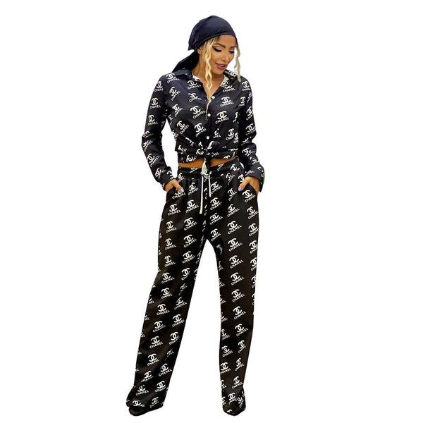 Fashionable Casual Wide Leg Loose Two-Piece Suit
