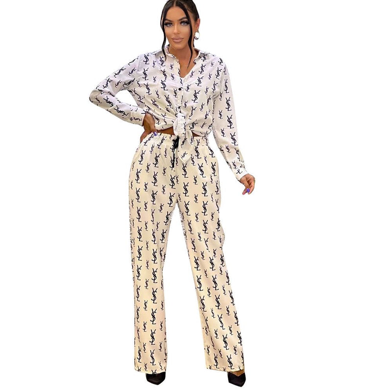Fashionable Casual Wide Leg Loose Two-Piece Suit