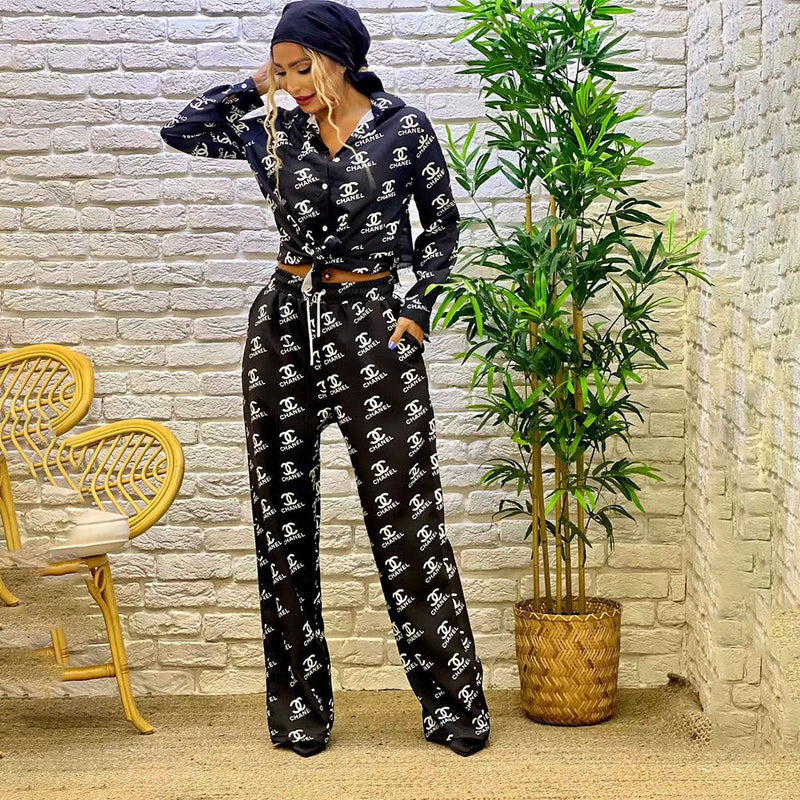 Fashionable Casual Wide Leg Loose Two-Piece Suit