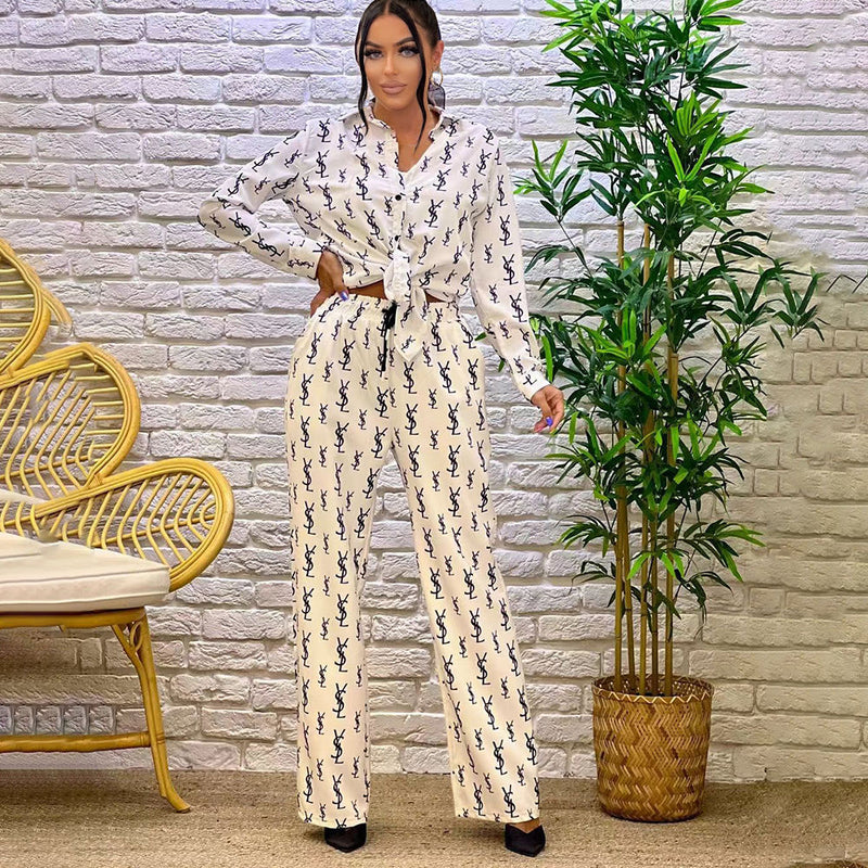 Fashionable Casual Wide Leg Loose Two-Piece Suit