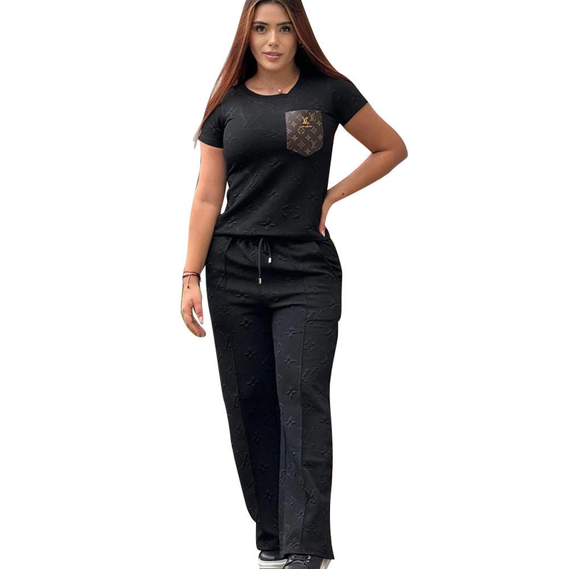 Casual Fashion Steel Stamp Embossed Embroidery Two-Piece Suit