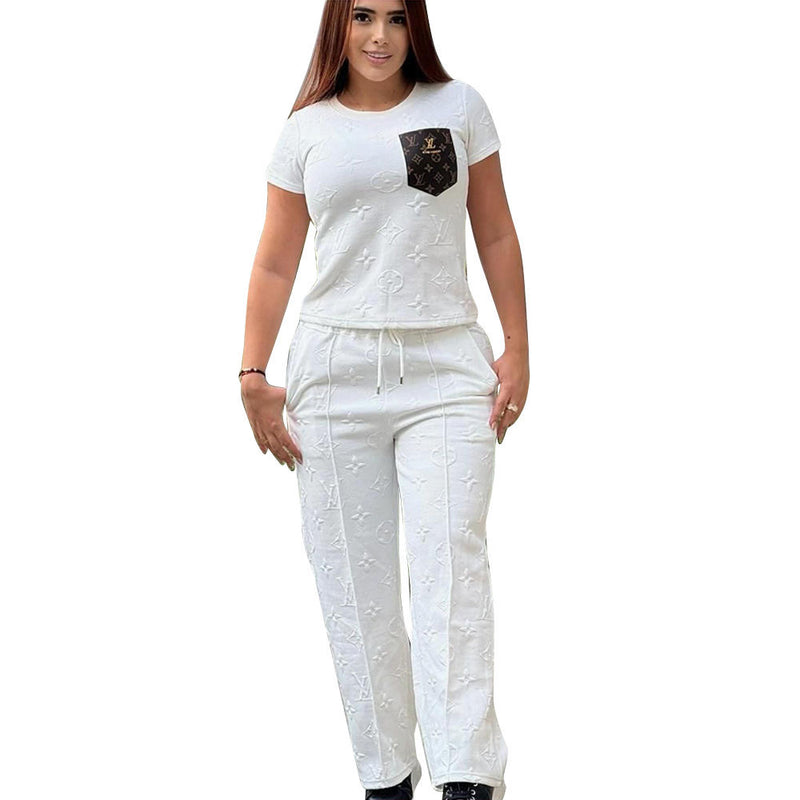 Casual Fashion Steel Stamp Embossed Embroidery Two-Piece Suit