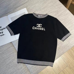 Letter Print Knitted Short Sleeves