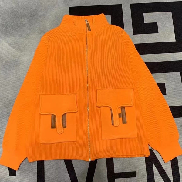 Women's Stand Collar Solid Color Casual Sweater Jacket