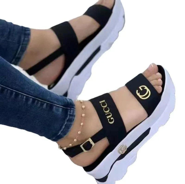 Round Toe Toe Platform Wedge Sandals