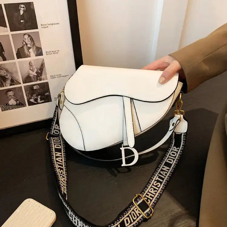 Fashion Letter Print Saddle Bag
