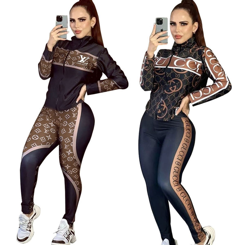Zip Cardigan Jacket And Leggings 2-Piece Suit