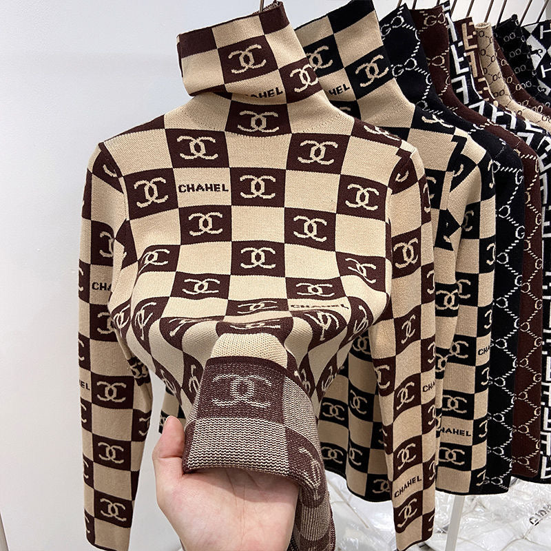 New Fashion Printed Slim Top With Bottoming Shirt